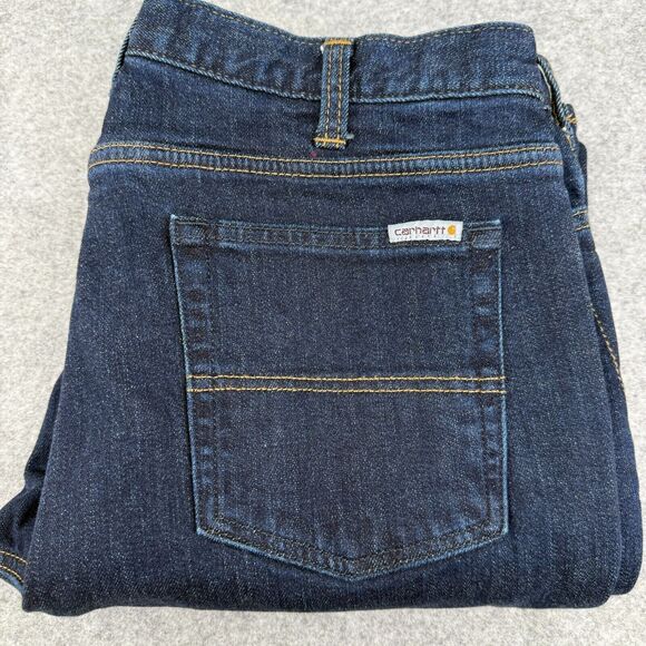 Carhartt Blaine Flannel Lined Jeans Women's 12R Dark Wash Original Fit Heavy EUC - Picture 1 of 9